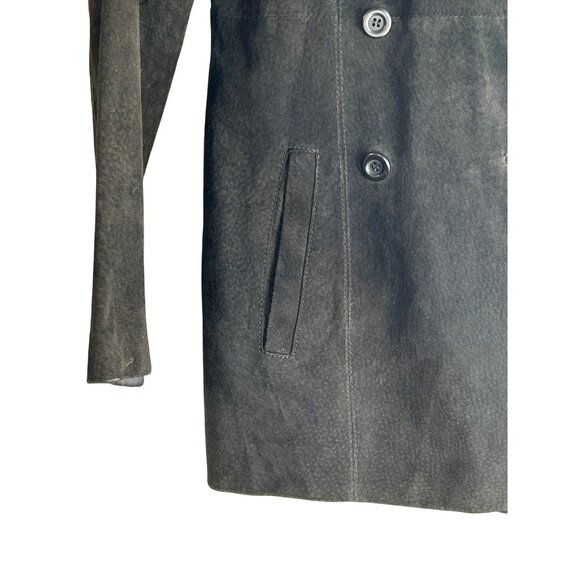 Vintage Express Brown Leather Double Breasted Jacket Medium Y2K 1990s - Picture 2 of 6